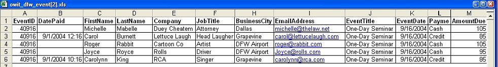 Online Membership Manager - Event Attendees Report